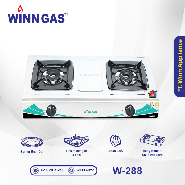 Kompor Winn Gas 2 Tungku Stainless W 288