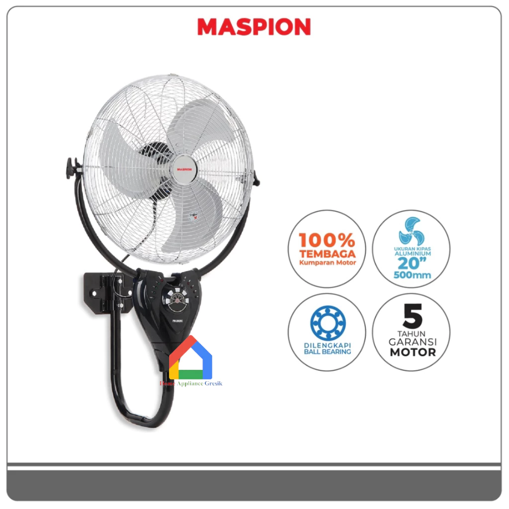 Kipas Angin Dinding Power Fan Maspion PW 2002 RC Remote (20 Inch)