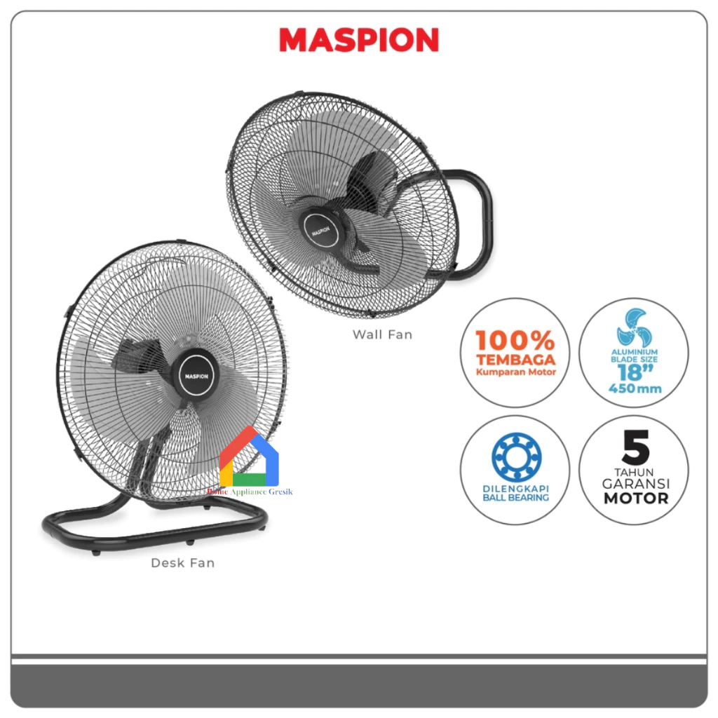 Kipas Angin Dinding & Meja Maspion Power Fan PW 450 D (18 Inch)