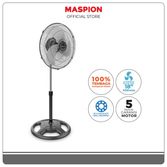 Kipas Angin Power Fan Maspion PW 1817 S Osilasi Penuh (18 Inch)