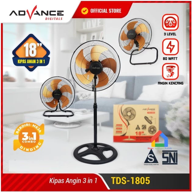 Kipas Angin Advance Berdiri TDS 1805 Multifungsi 3 in 1 (18 Inch)