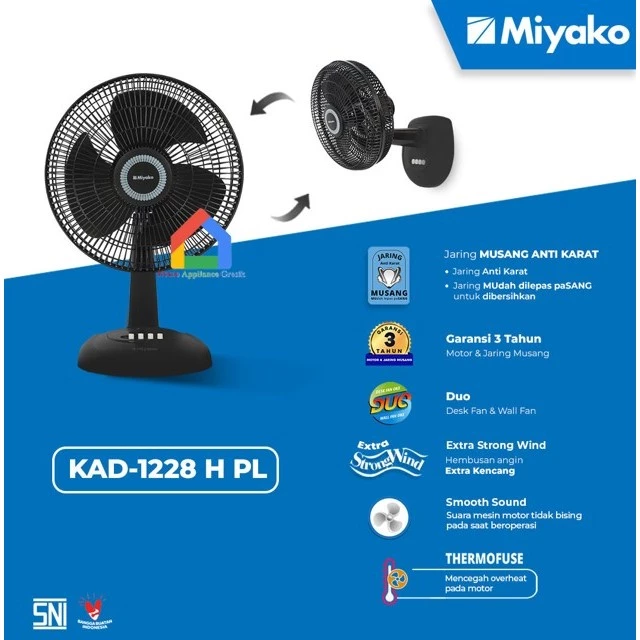 Kipas Angin Meja Miyako KAD 1228 H PL (2 in 1) 12 Inch