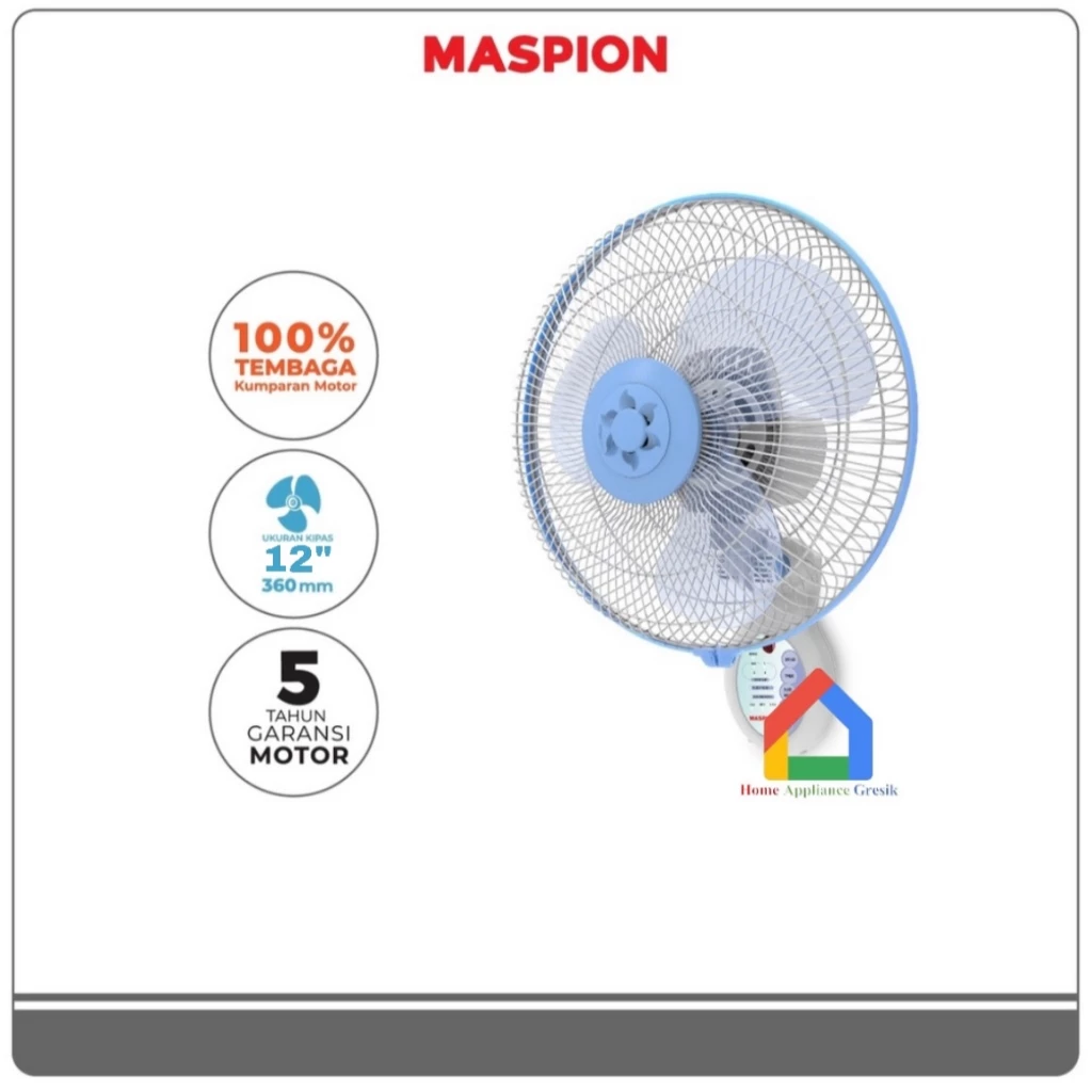 Kipas Angin Dinding Maspion MWF 3001 RC Remote (12 Inch)