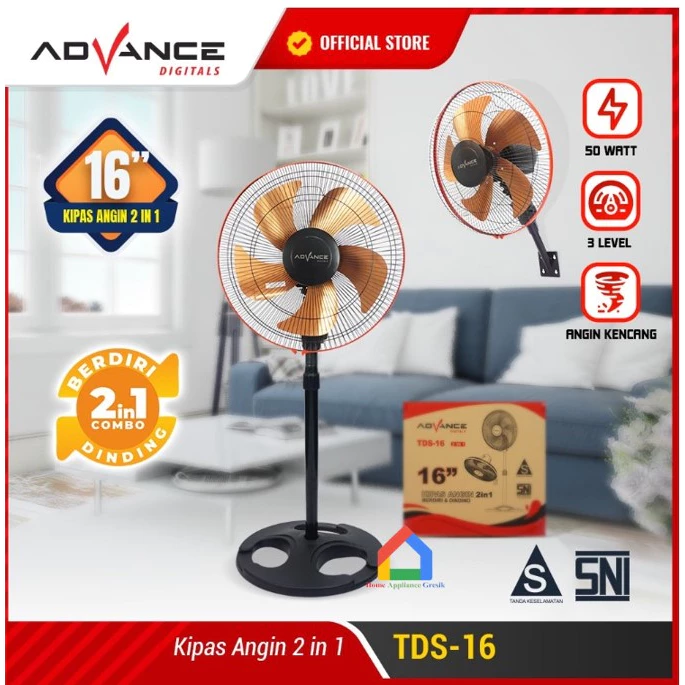 Kipas Angin Advance Berdiri TDS 16 2 in 1 (16 Inch)