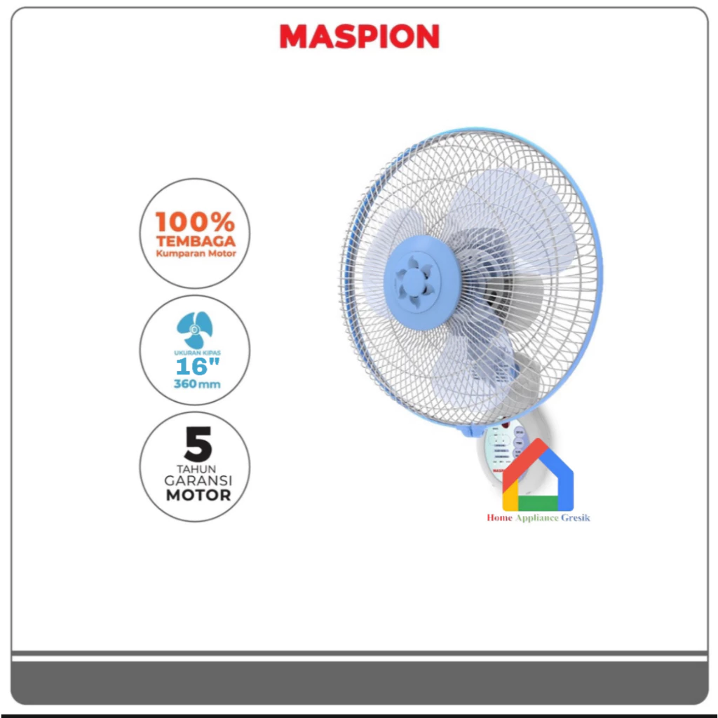 Kipas Angin Dinding Maspion MWF 4001 RC Remote (16 Inch)