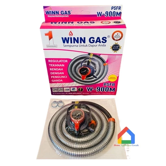 Regulator + Selang Gas LPG Winngas W 900 Pengunci Triple Meteran