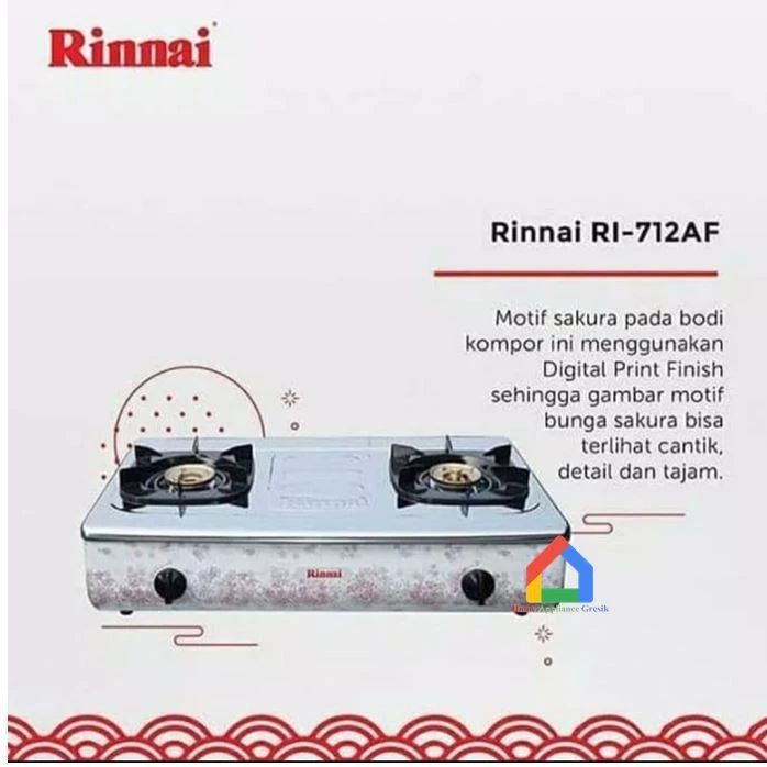 Kompor Rinnai 2 Tungku RI 712 AF Api Lilin (Motif Sakura)